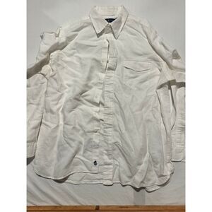 Ralph Lauren Vintage Men’s White Linen Blend Button Up Shirt, size XL